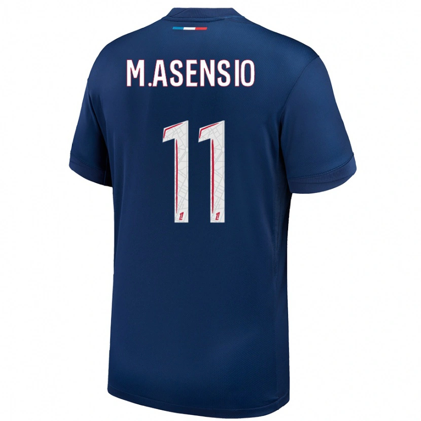Danxen Hombre Camiseta Marco Asensio #11 Azul Marino Blanco 1ª Equipación 2024/25 La Camisa México