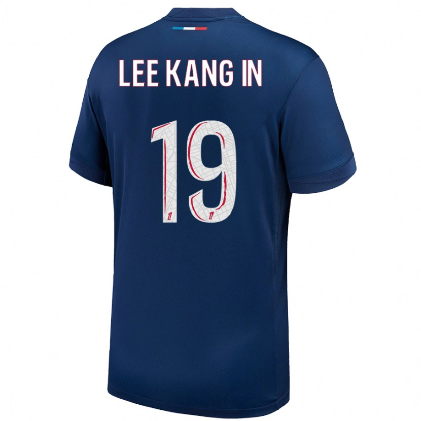 Danxen Hombre Camiseta Kang-In Lee #19 Azul Marino Blanco 1ª Equipación 2024/25 La Camisa México