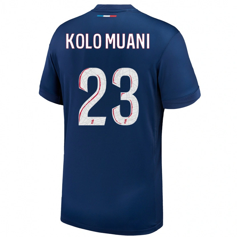 Danxen Hombre Camiseta Randal Kolo Muani #23 Azul Marino Blanco 1ª Equipación 2024/25 La Camisa México