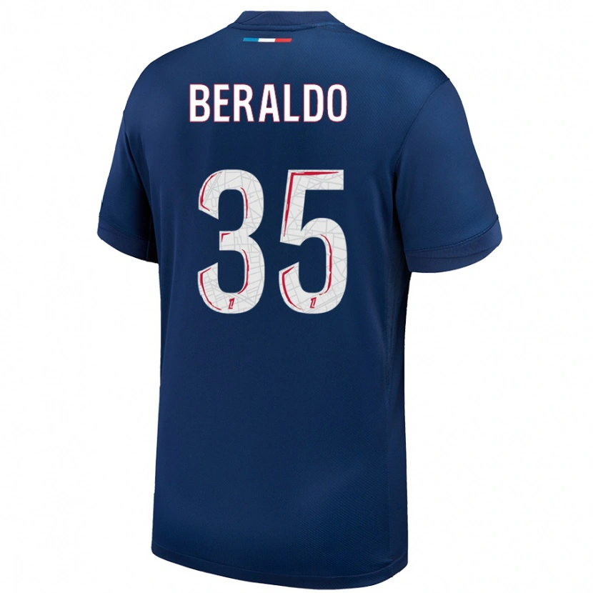 Danxen Hombre Camiseta Lucas Beraldo #35 Azul Marino Blanco 1ª Equipación 2024/25 La Camisa México