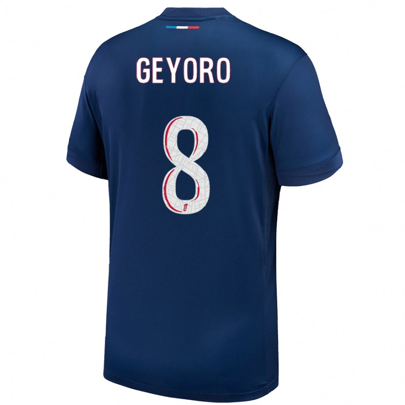 Danxen Hombre Camiseta Grace Geyoro #8 Azul Marino Blanco 1ª Equipación 2024/25 La Camisa México