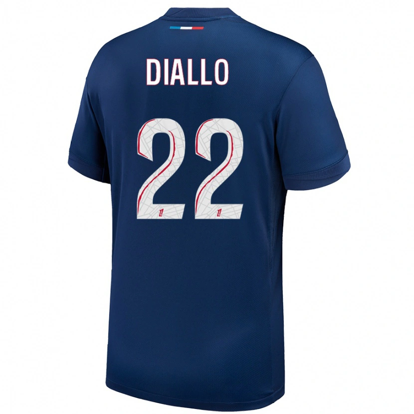 Danxen Hombre Camiseta Abdou Diallo #22 Azul Marino Blanco 1ª Equipación 2024/25 La Camisa México