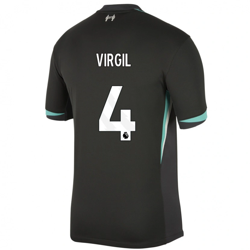 Danxen Hombre Camiseta Virgil Van Dijk #4 Negro Antracita Blanco 2ª Equipación 2024/25 La Camisa México