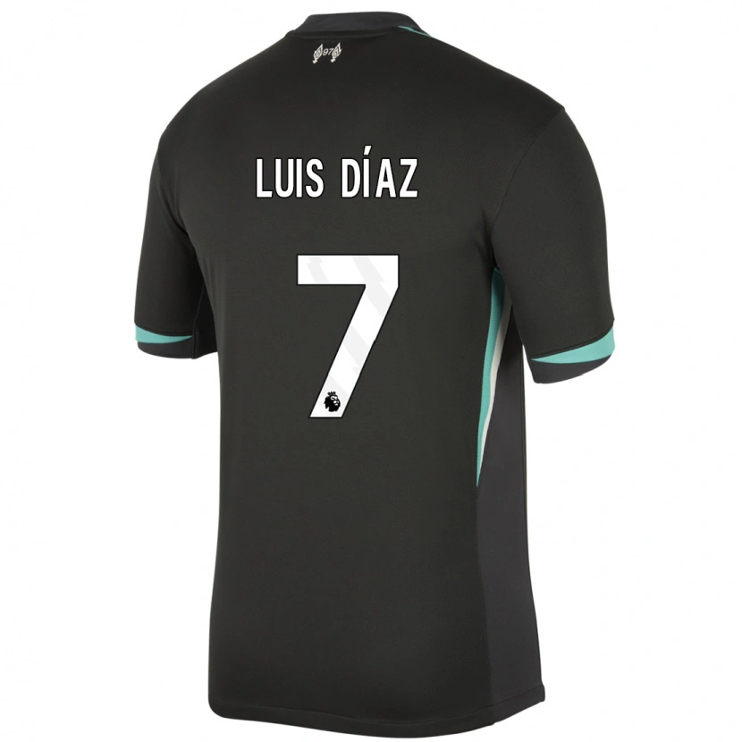 Danxen Hombre Camiseta Luis Díaz #7 Negro Antracita Blanco 2ª Equipación 2024/25 La Camisa México