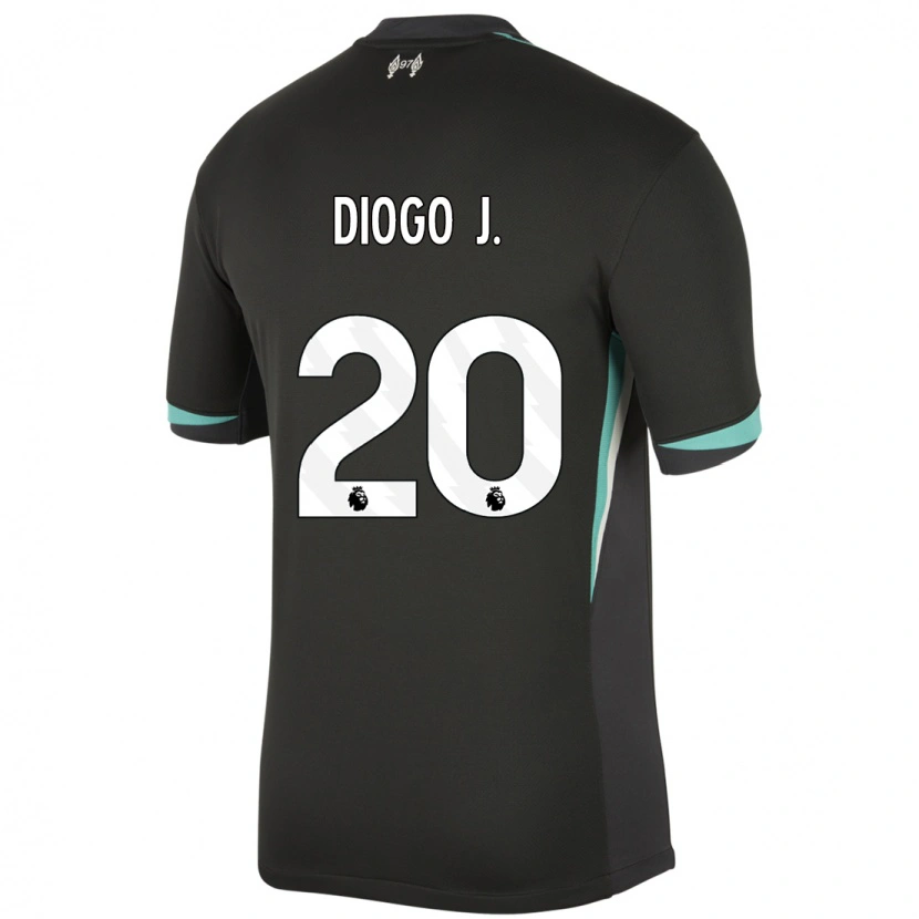 Danxen Hombre Camiseta Diogo Jota #20 Negro Antracita Blanco 2ª Equipación 2024/25 La Camisa México