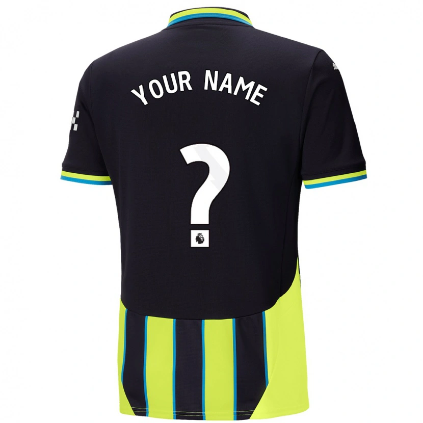 Danxen Hombre Camiseta Su Nombre #0 Azul Amarillo 2ª Equipación 2024/25 La Camisa México