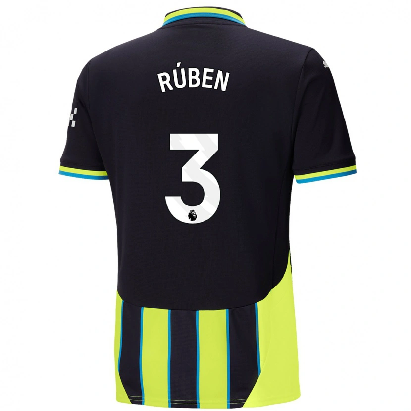 Danxen Hombre Camiseta Rúben Dias #3 Azul Amarillo 2ª Equipación 2024/25 La Camisa México