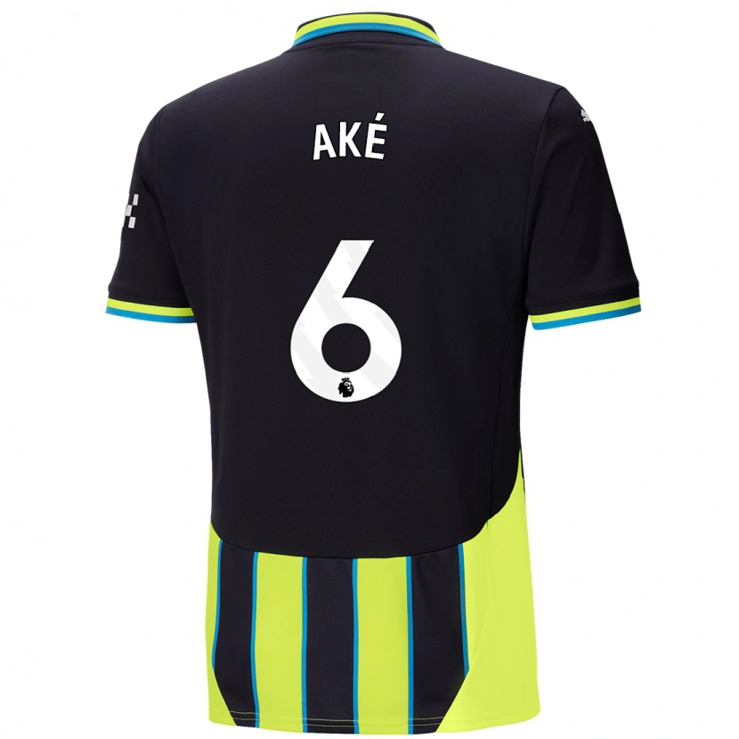 Danxen Hombre Camiseta Nathan Aké #6 Azul Amarillo 2ª Equipación 2024/25 La Camisa México
