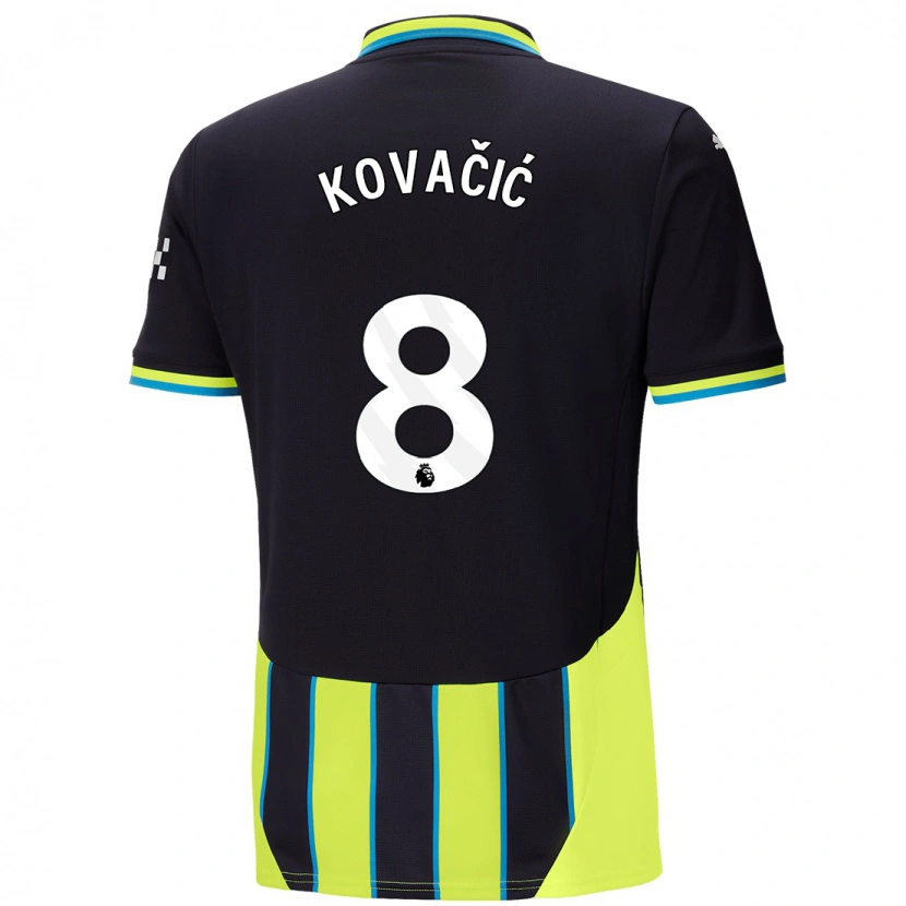Danxen Hombre Camiseta Mateo Kovacic #8 Azul Amarillo 2ª Equipación 2024/25 La Camisa México