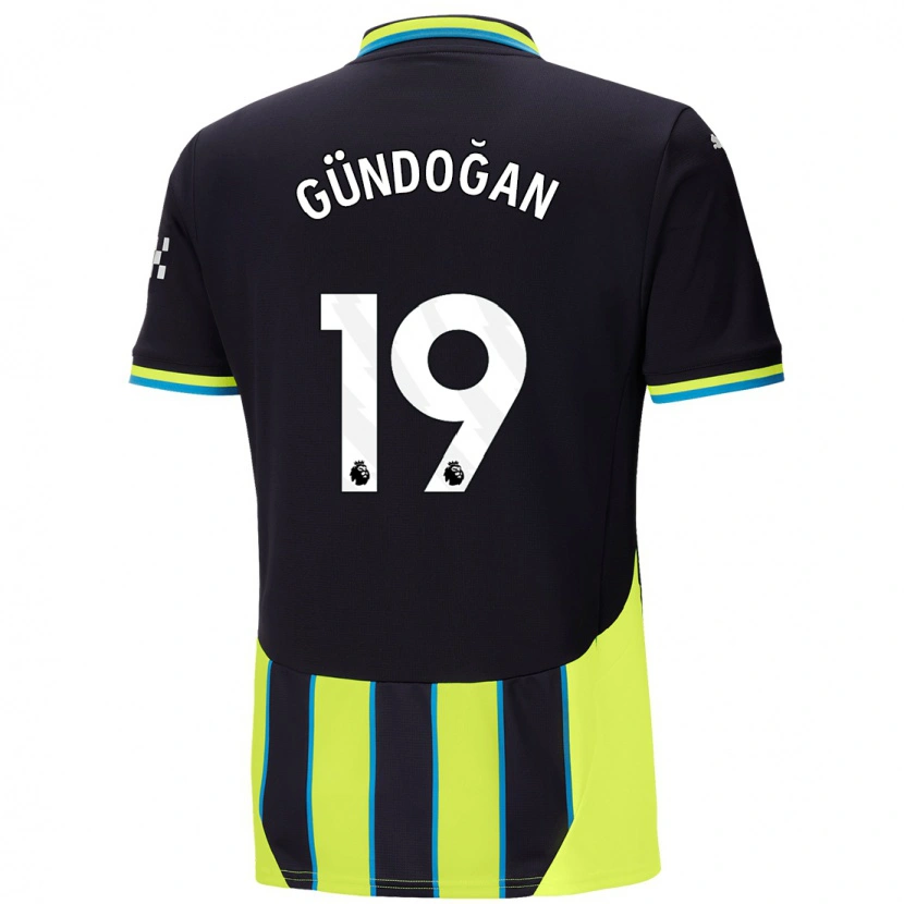 Danxen Hombre Camiseta İlkay Gündoğan #19 Azul Amarillo 2ª Equipación 2024/25 La Camisa México