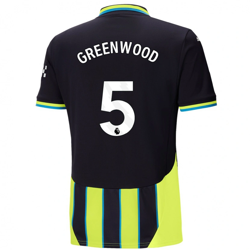 Danxen Hombre Camiseta Alex Greenwood #5 Azul Amarillo 2ª Equipación 2024/25 La Camisa México
