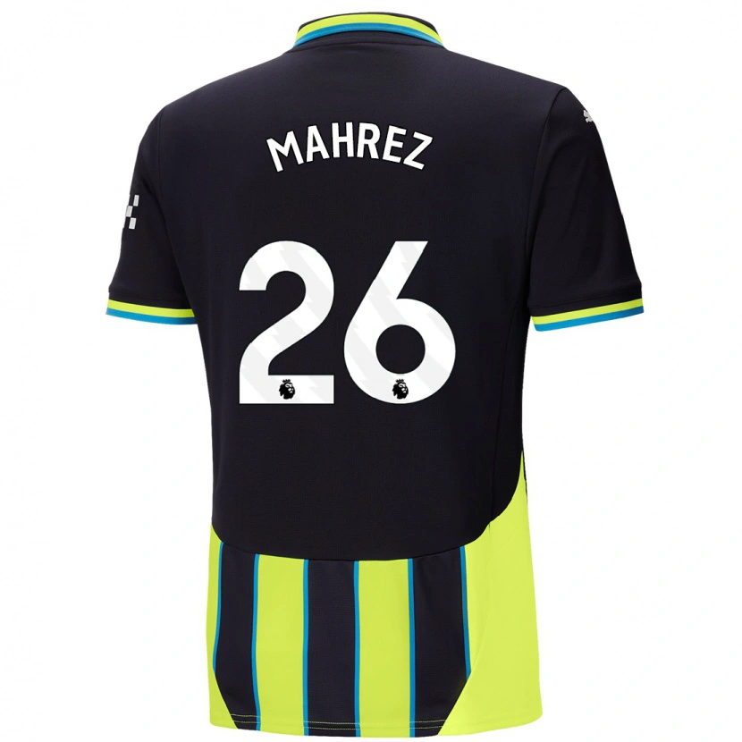 Danxen Hombre Camiseta Riyad Mahrez #26 Azul Amarillo 2ª Equipación 2024/25 La Camisa México
