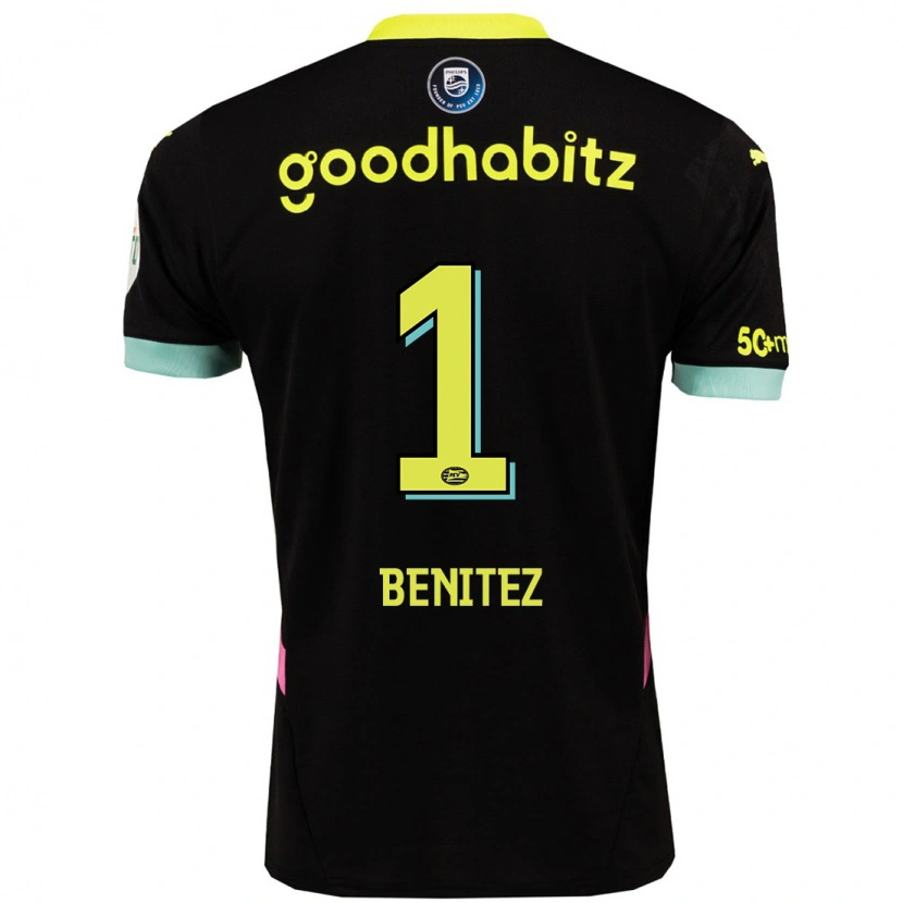 Danxen Hombre Camiseta Walter Benítez #1 Negro Amarillo 2ª Equipación 2024/25 La Camisa México