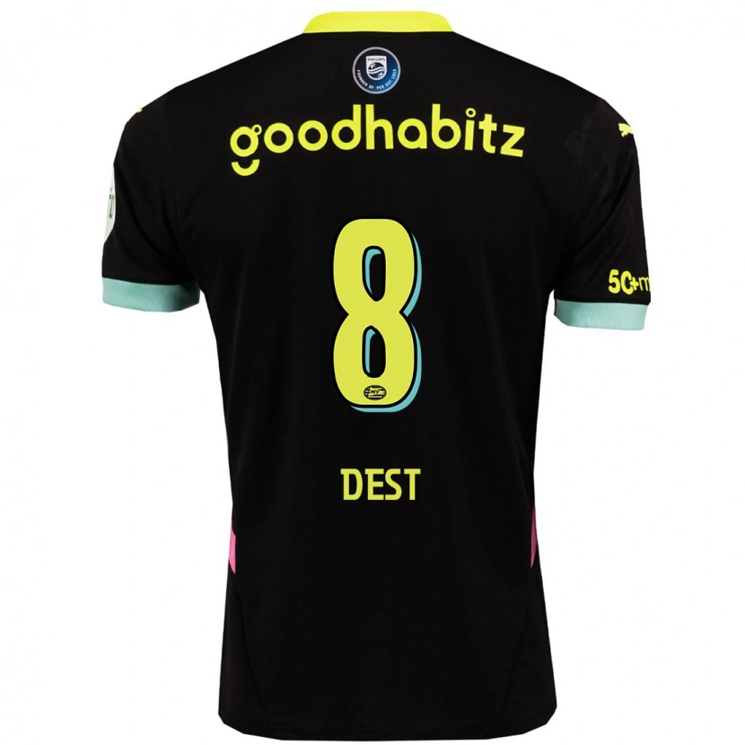 Danxen Hombre Camiseta Sergiño Dest #8 Negro Amarillo 2ª Equipación 2024/25 La Camisa México