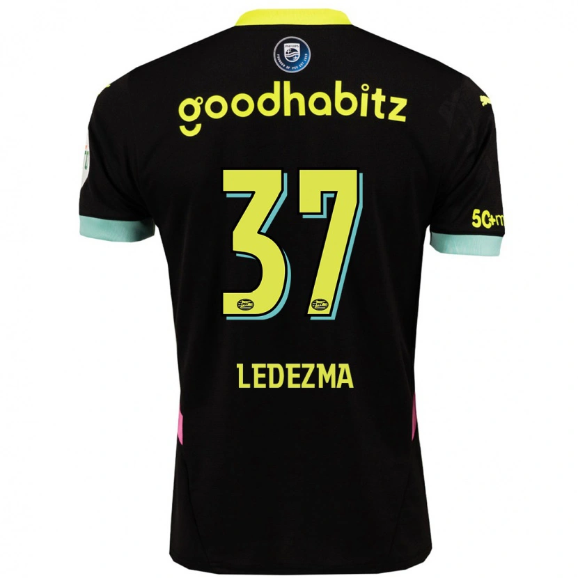Danxen Hombre Camiseta Richard Ledezma #37 Negro Amarillo 2ª Equipación 2024/25 La Camisa México