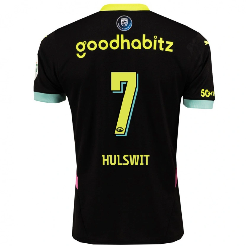 Danxen Hombre Camiseta Zera Hulswit #7 Negro Amarillo 2ª Equipación 2024/25 La Camisa México