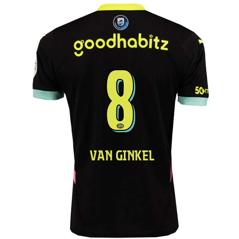 Danxen Hombre Camiseta Marco Van Ginkel #8 Negro Amarillo 2ª Equipación 2024/25 La Camisa México