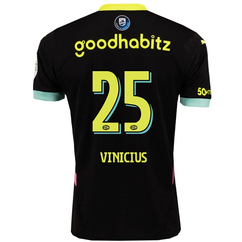 Danxen Hombre Camiseta Carlos Vinicius #25 Negro Amarillo 2ª Equipación 2024/25 La Camisa México