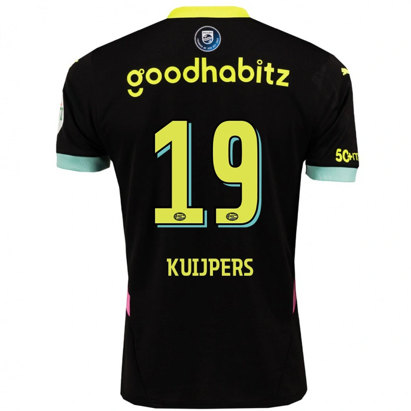 Danxen Hombre Camiseta Jeslynn Kuijpers #19 Negro Amarillo 2ª Equipación 2024/25 La Camisa México