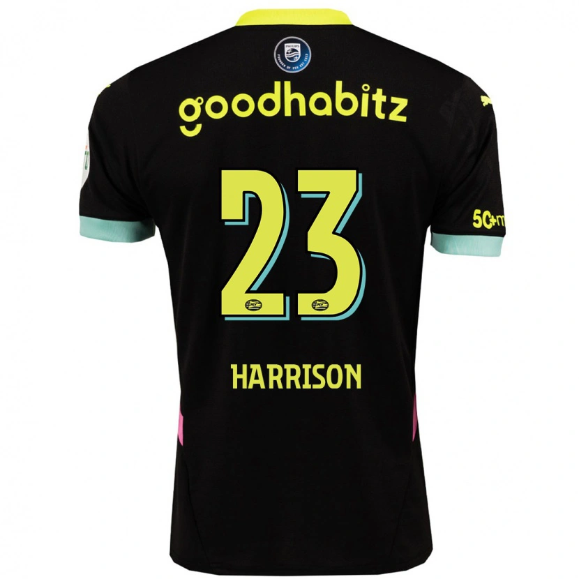 Danxen Hombre Camiseta Amy Harrison #23 Negro Amarillo 2ª Equipación 2024/25 La Camisa México