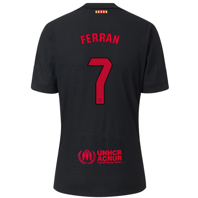 Danxen Hombre Camiseta Ferran Torres #7 Negro Rojo 2ª Equipación 2024/25 La Camisa México