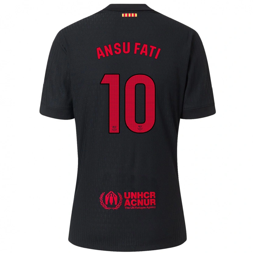 Danxen Hombre Camiseta Ansu Fati #10 Negro Rojo 2ª Equipación 2024/25 La Camisa México