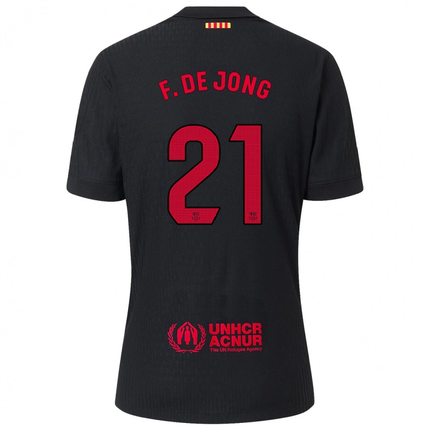 Danxen Hombre Camiseta Frenkie De Jong #21 Negro Rojo 2ª Equipación 2024/25 La Camisa México