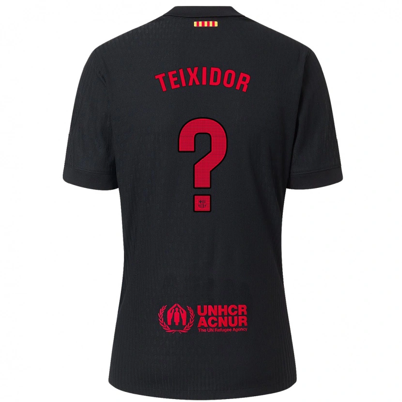 Danxen Hombre Camiseta Nil Teixidor #0 Negro Rojo 2ª Equipación 2024/25 La Camisa México