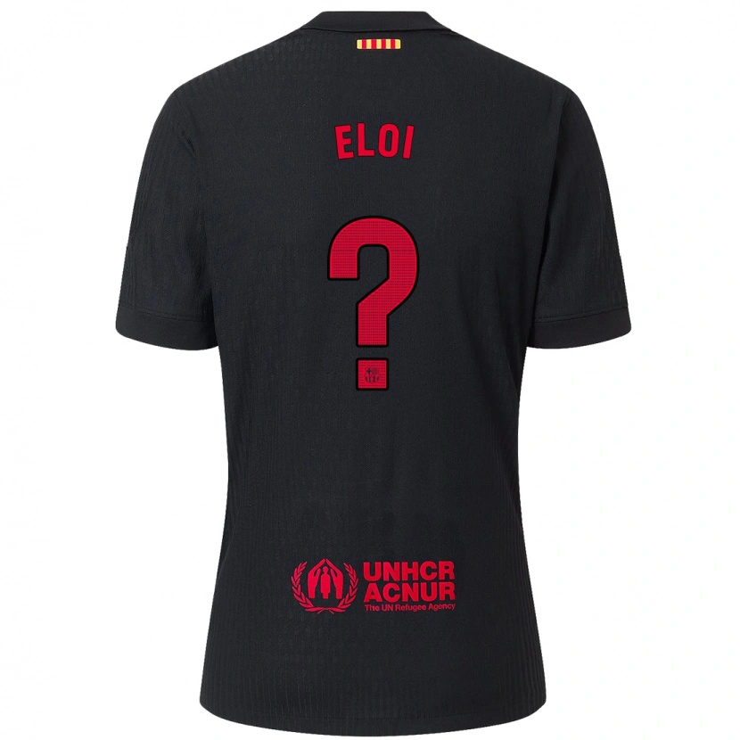 Danxen Hombre Camiseta Eloi Gómez #0 Negro Rojo 2ª Equipación 2024/25 La Camisa México