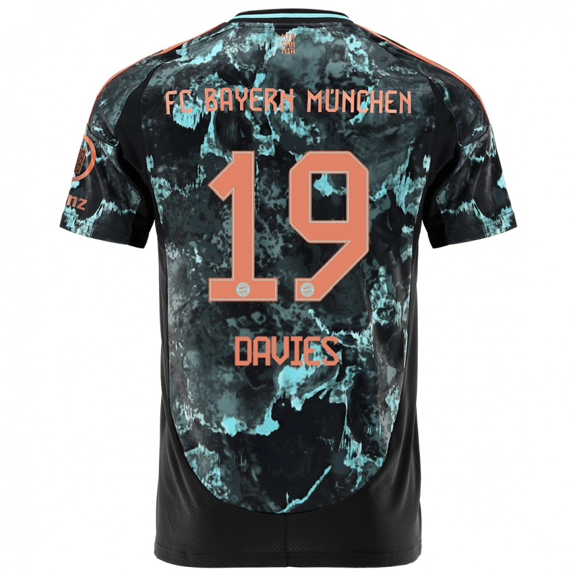 Danxen Hombre Camiseta Alphonso Davies #19 Negro 2ª Equipación 2024/25 La Camisa México
