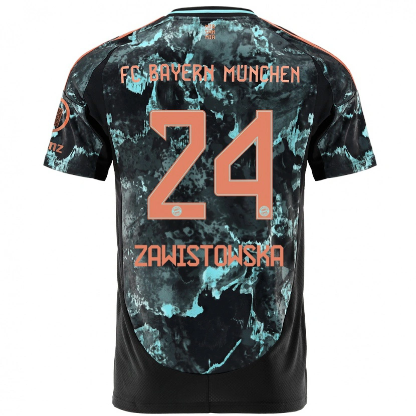 Danxen Hombre Camiseta Weronika Zawistowska #24 Negro 2ª Equipación 2024/25 La Camisa México