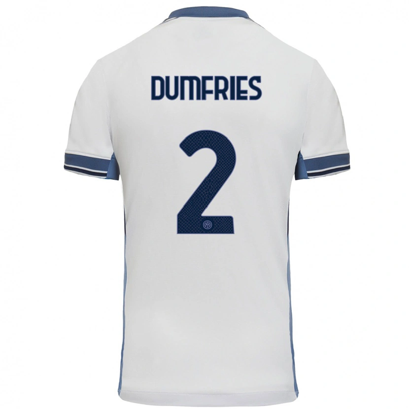 Danxen Hombre Camiseta Denzel Dumfries #2 Blanco Gris 2ª Equipación 2024/25 La Camisa México