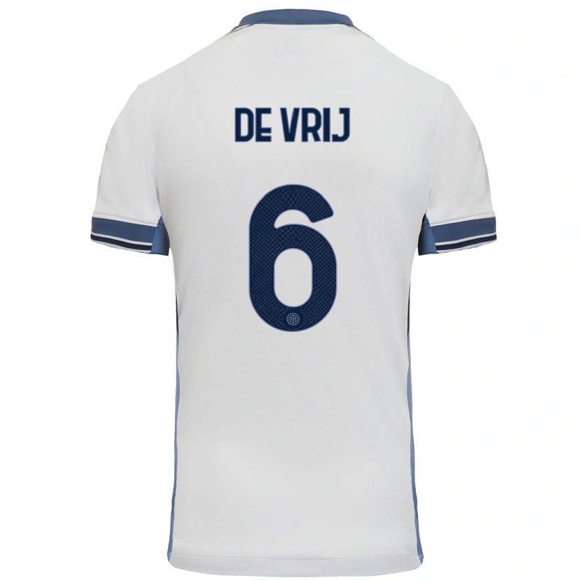 Danxen Hombre Camiseta Stefan De Vrij #6 Blanco Gris 2ª Equipación 2024/25 La Camisa México