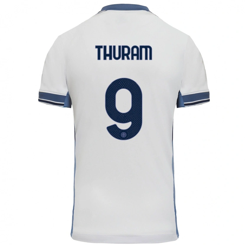 Danxen Hombre Camiseta Marcus Thuram #9 Blanco Gris 2ª Equipación 2024/25 La Camisa México