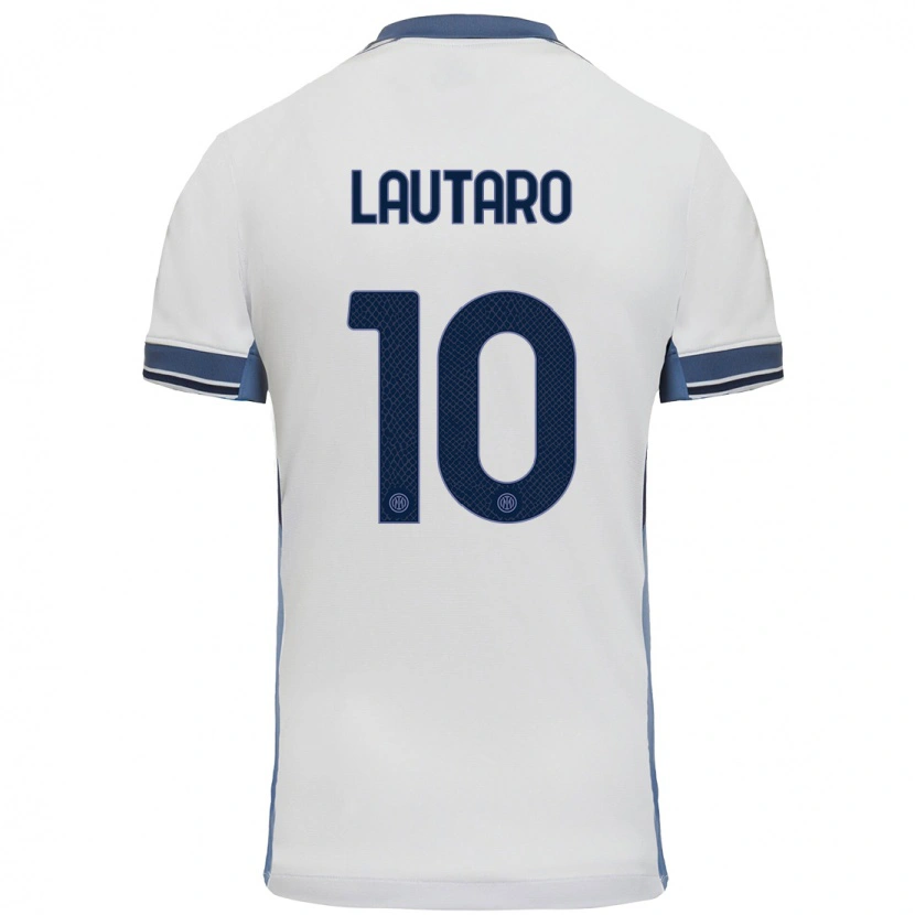 Danxen Hombre Camiseta Lautaro Martínez #10 Blanco Gris 2ª Equipación 2024/25 La Camisa México