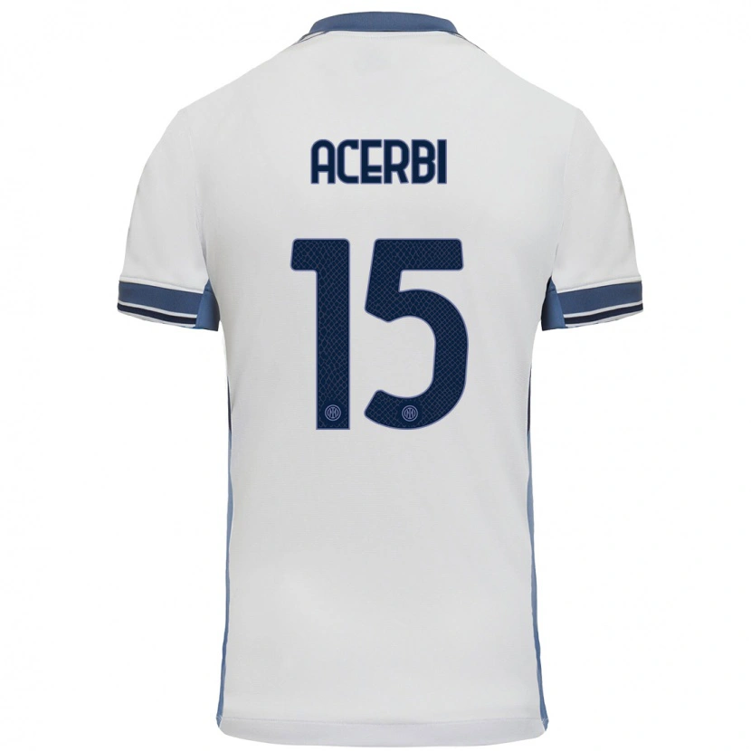 Danxen Hombre Camiseta Francesco Acerbi #15 Blanco Gris 2ª Equipación 2024/25 La Camisa México