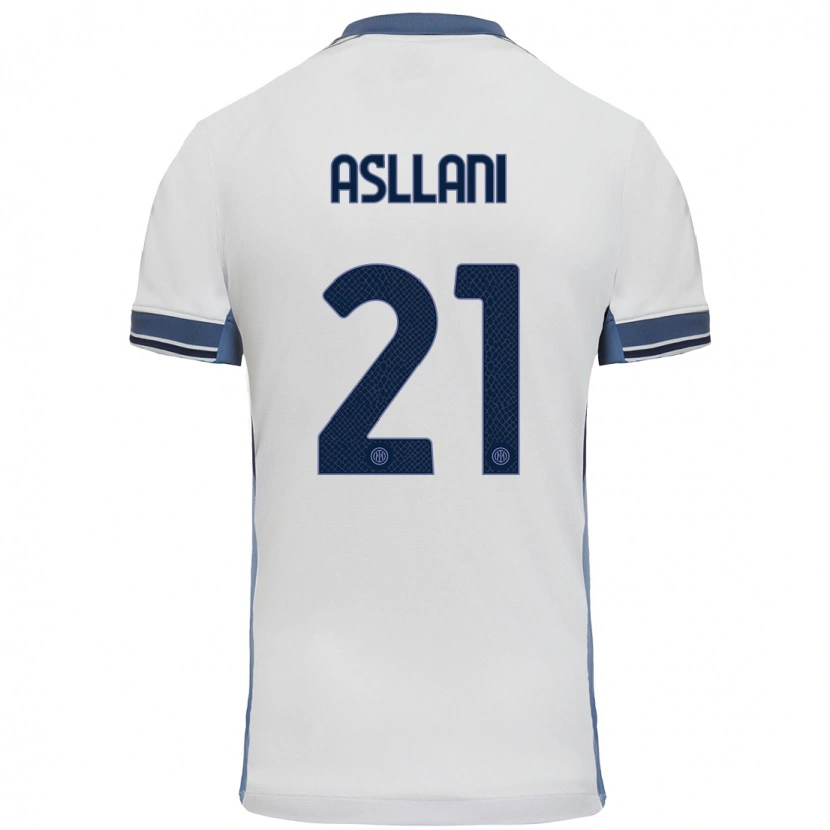 Danxen Hombre Camiseta Kristjan Asllani #21 Blanco Gris 2ª Equipación 2024/25 La Camisa México