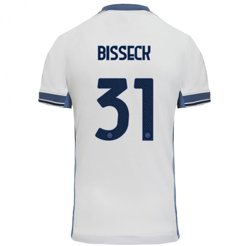Danxen Hombre Camiseta Yann Bisseck #31 Blanco Gris 2ª Equipación 2024/25 La Camisa México