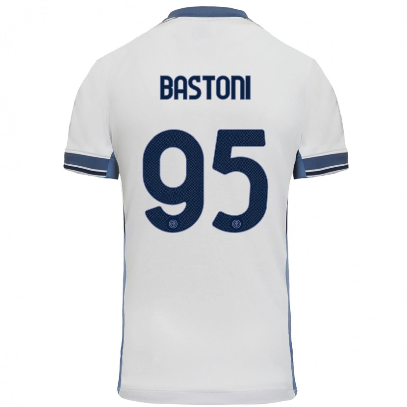 Danxen Hombre Camiseta Alessandro Bastoni #95 Blanco Gris 2ª Equipación 2024/25 La Camisa México