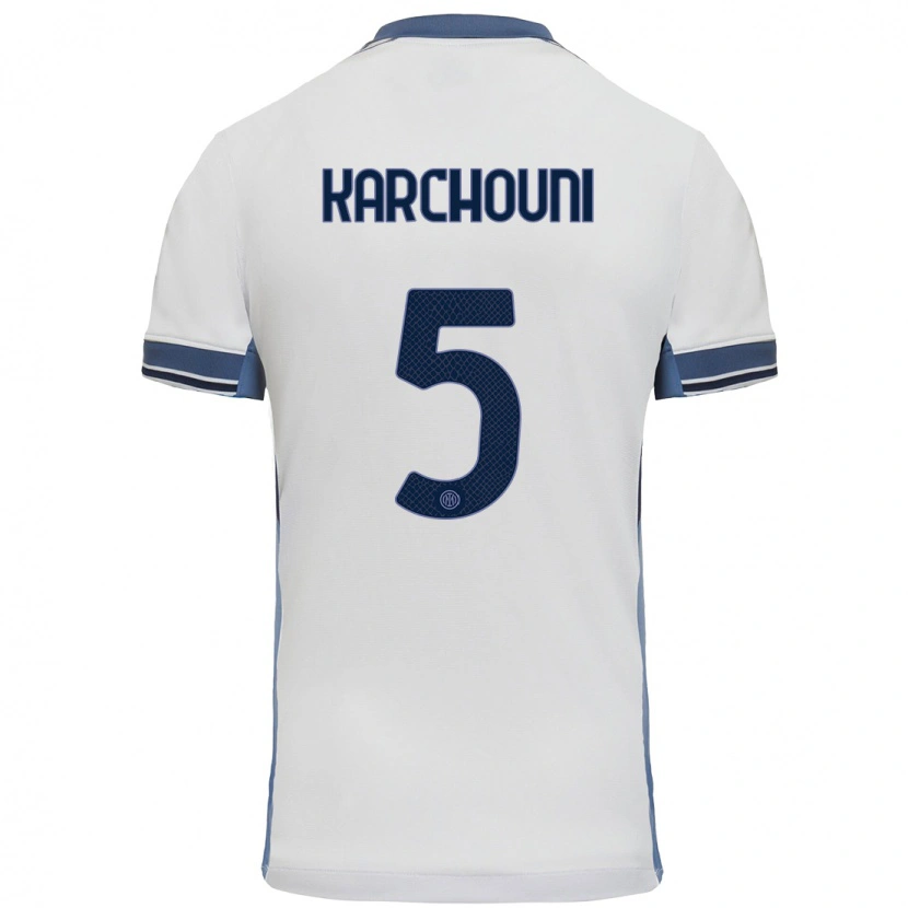 Danxen Hombre Camiseta Ghoutia Karchouni #5 Blanco Gris 2ª Equipación 2024/25 La Camisa México