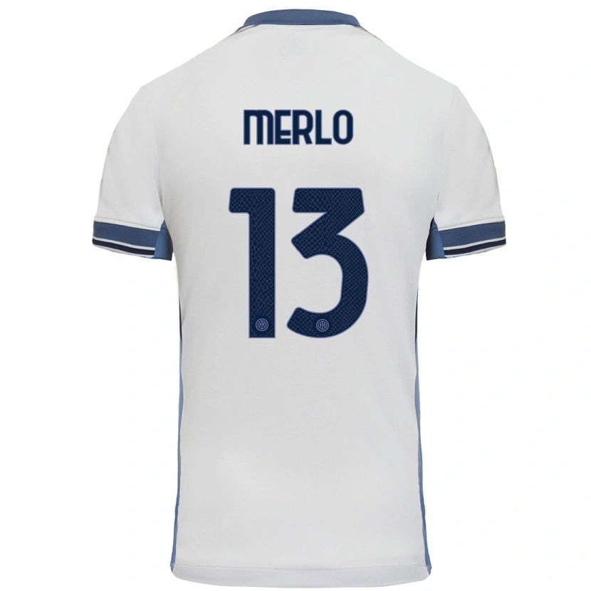 Danxen Hombre Camiseta Beatrice Merlo #13 Blanco Gris 2ª Equipación 2024/25 La Camisa México