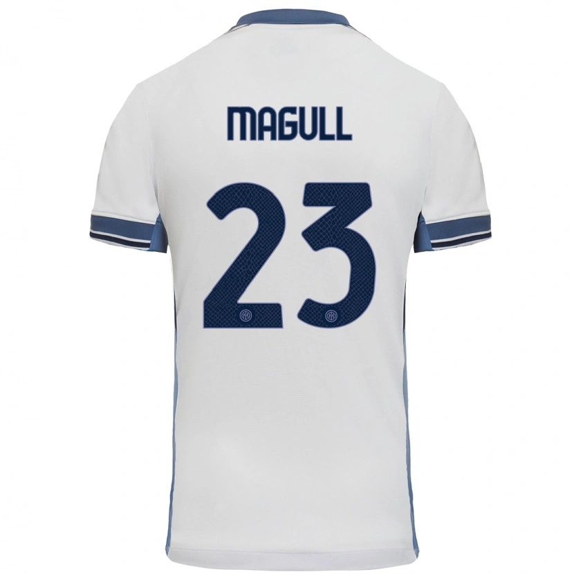 Danxen Hombre Camiseta Lina Magull #23 Blanco Gris 2ª Equipación 2024/25 La Camisa México