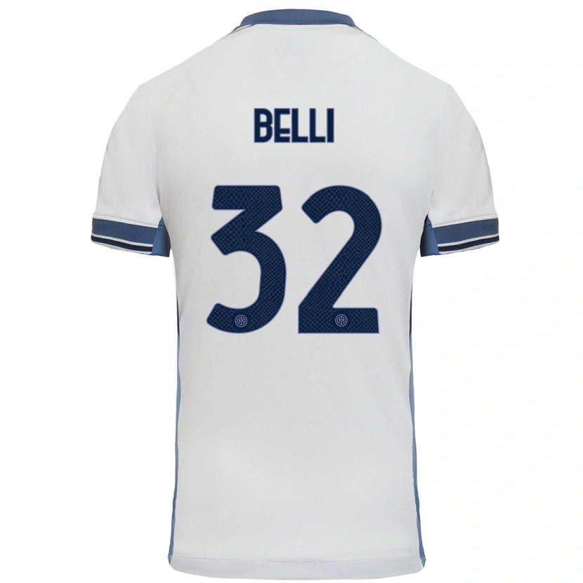 Danxen Hombre Camiseta Elena Belli #32 Blanco Gris 2ª Equipación 2024/25 La Camisa México