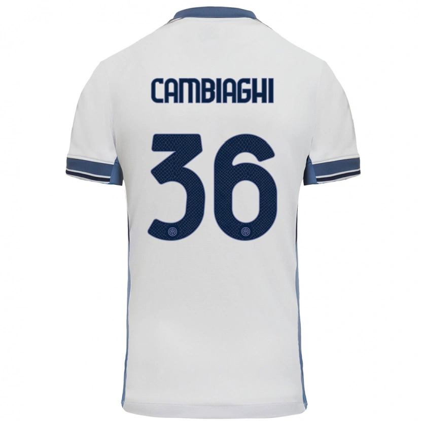 Danxen Hombre Camiseta Michela Cambiaghi #36 Blanco Gris 2ª Equipación 2024/25 La Camisa México