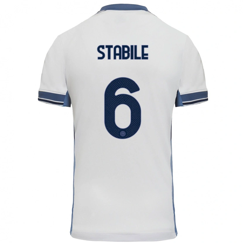 Danxen Hombre Camiseta Giacomo Stabile #6 Blanco Gris 2ª Equipación 2024/25 La Camisa México