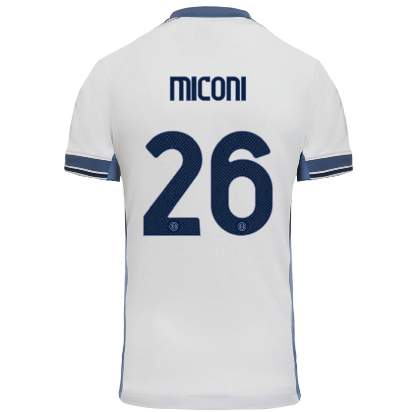 Danxen Hombre Camiseta Riccardo Miconi #26 Blanco Gris 2ª Equipación 2024/25 La Camisa México