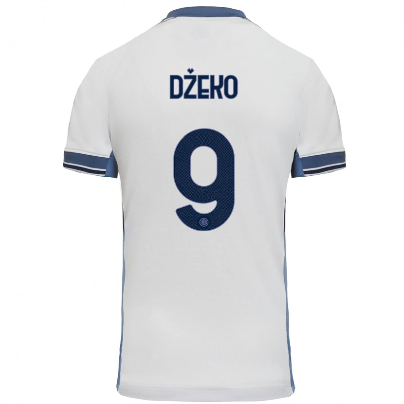 Danxen Hombre Camiseta Edin Dzeko #9 Blanco Gris 2ª Equipación 2024/25 La Camisa México