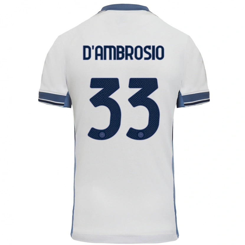 Danxen Hombre Camiseta Danilo D'ambrosio #33 Blanco Gris 2ª Equipación 2024/25 La Camisa México