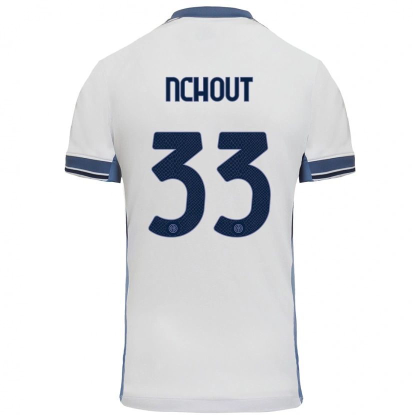 Danxen Hombre Camiseta Ajara Nchout #33 Blanco Gris 2ª Equipación 2024/25 La Camisa México