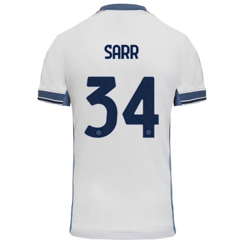 Danxen Hombre Camiseta Amadou Sarr #34 Blanco Gris 2ª Equipación 2024/25 La Camisa México